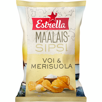 Estrella Maalaissipsi voi & merisuola 180g