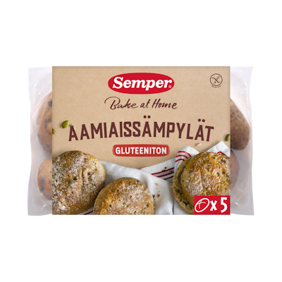 Semper Trio aamiaisleipä 5 x 60g gluteeniton