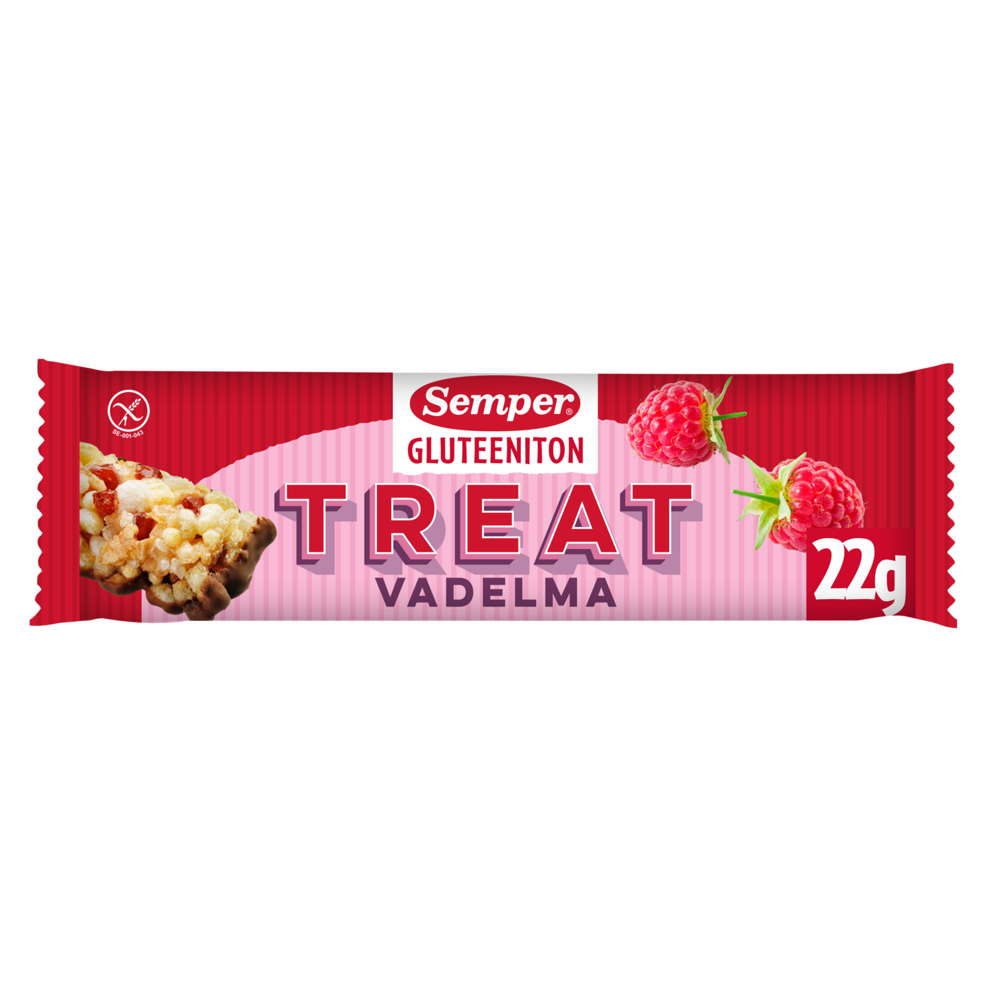 Semper Treat viljapatukka suklaa-vadelma-omena 22g gluteeniton