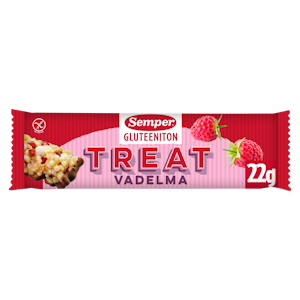 Semper Treat viljapatukka suklaa-vadelma-omena 22g gluteeniton