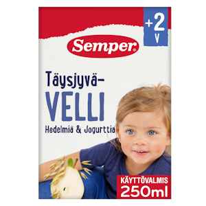 Semper Täysjyvävelli Hedelmiä ja jogurttia 250ml alkaen 2v käyttövalmis