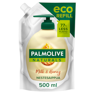 Palmolive Naturals nestesaippua 500ml Milk Honey täyttöpussi