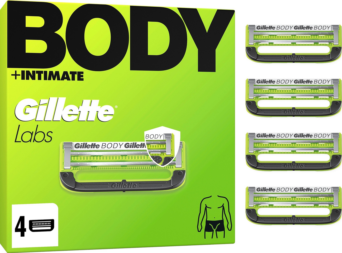 Gillette Labs Body + Intimate Blade 4kpl terä