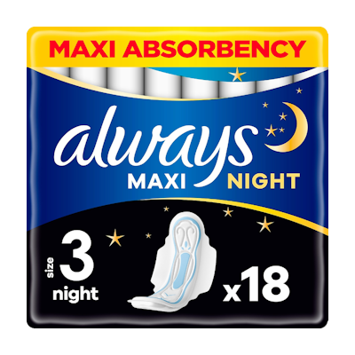 Always terveysside 18kpl Maxi Night 3 siivekkeillä