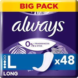 Always Long pikkuhousunsuoja 48kpl big pack hajusteeton