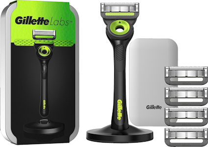 Gillette Labs with Exfoliating Bar Neon Night partahöylä ja 4 vaihtoterää matkakotelolla