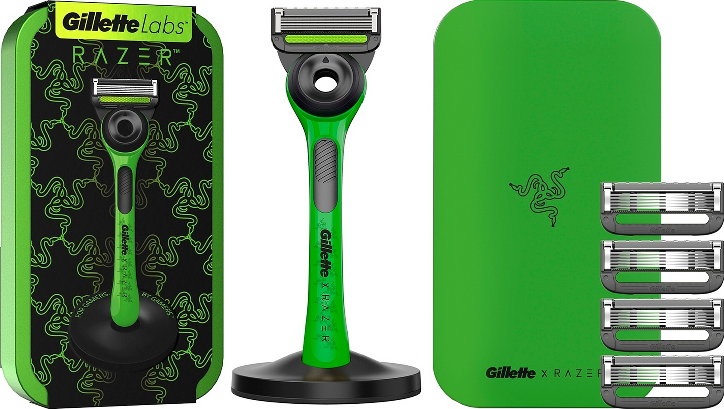 Gillette Labs Razer partahöylä ja 4 vaihtoterää matkakotelolla