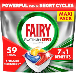 Fairy Platinum Plus All in One Anti-Dull Lemon 59kpl konetiskitabletti