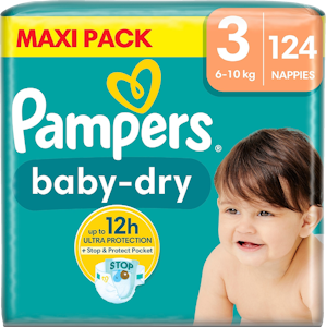 Pampers BabyDry S3 6-10kg 124kpl teippivaippa Maxi-pack