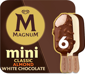 Magnum Mini Classic, Almond, and White Chocolate Jäätelö Monipakkaus 330/254g 6kpl