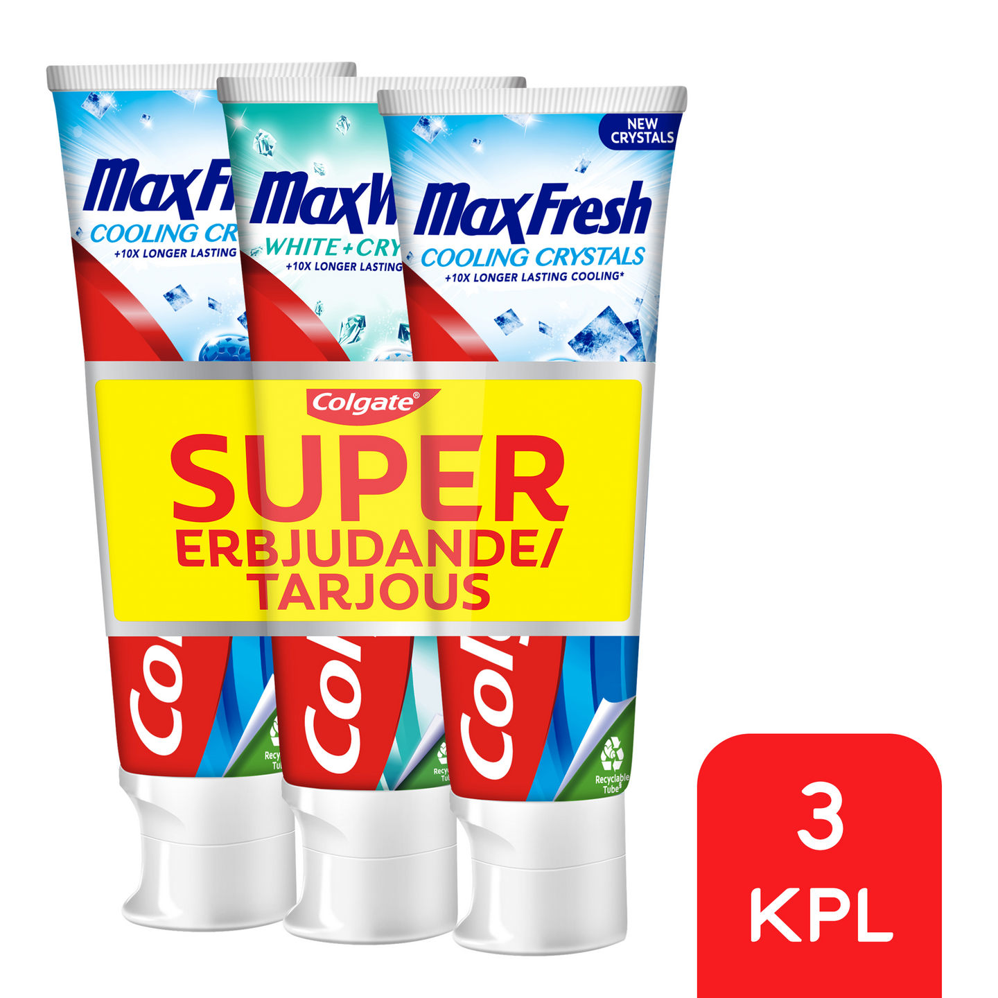 Colgate Max Fresh Cooling Crystals hammastahna 75 ml 3-pack