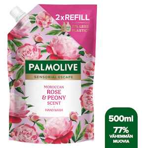 Palmolive Sensorial Escape Rose & Peony nestesaippua täyttöpussi 500ml