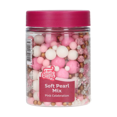 FunCakes pehmeät sokerihelmet, Pink Celebration Mix 80 g