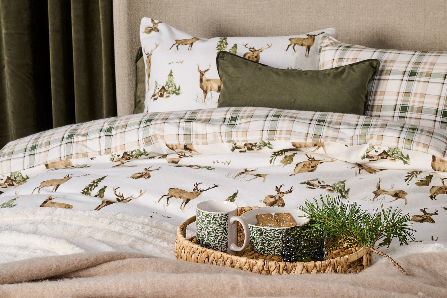 Hemtex 24h Fairyland Check parivuoteen flanellipussilakanasetti 230x220 cm