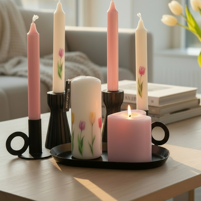 Puttipaja kesäkynttilä 6x14cm Tulppaanit