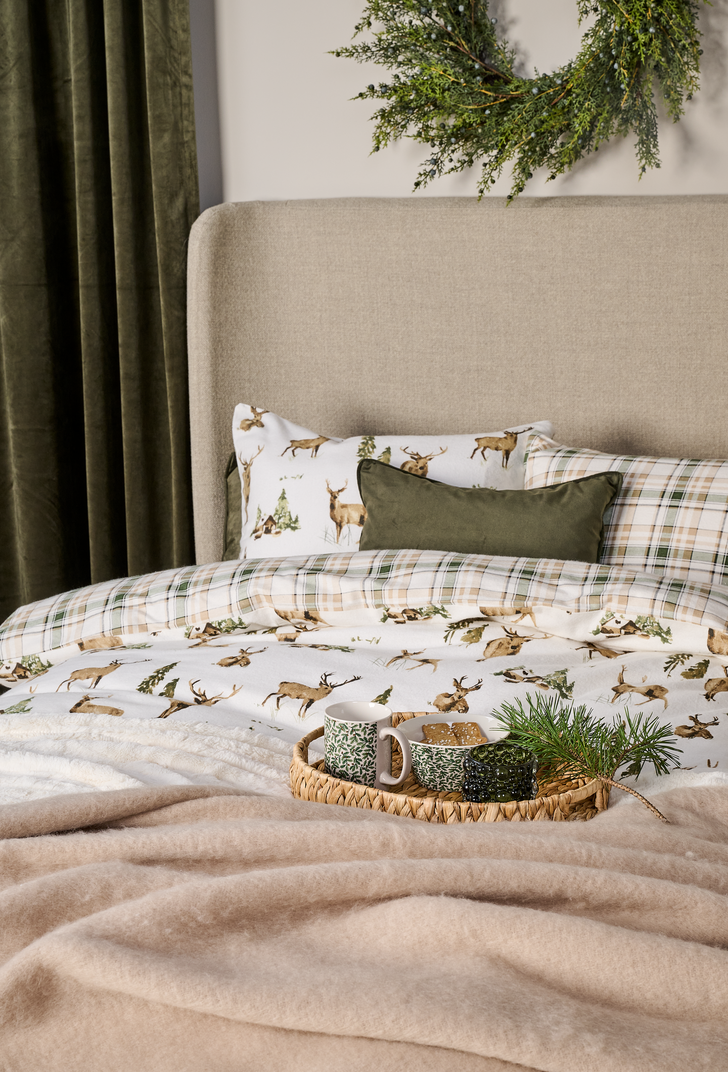 Hemtex 24h Fairyland Check parivuoteen flanellipussilakanasetti 230x220 cm