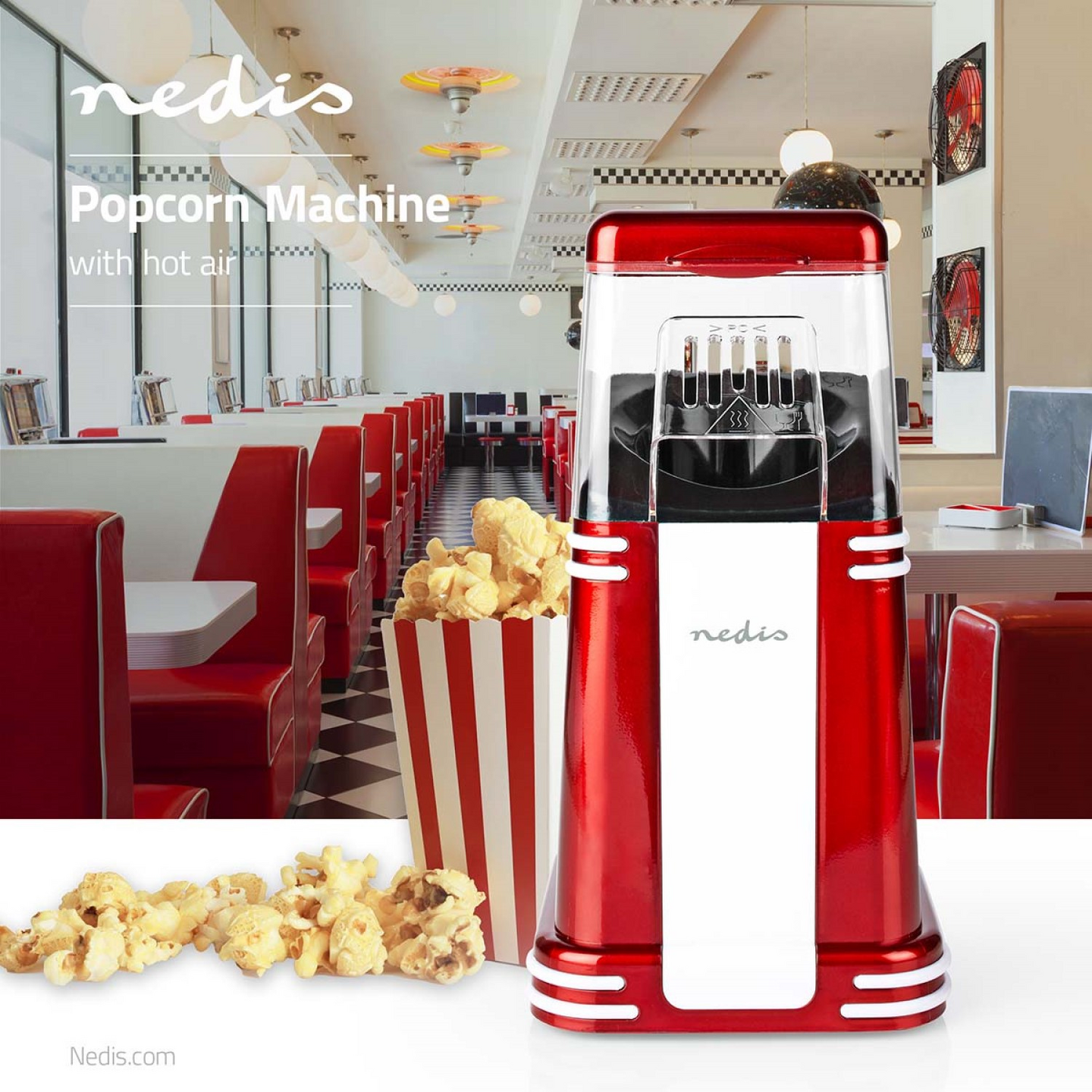 Nedis FCPC100RD -popcornikone