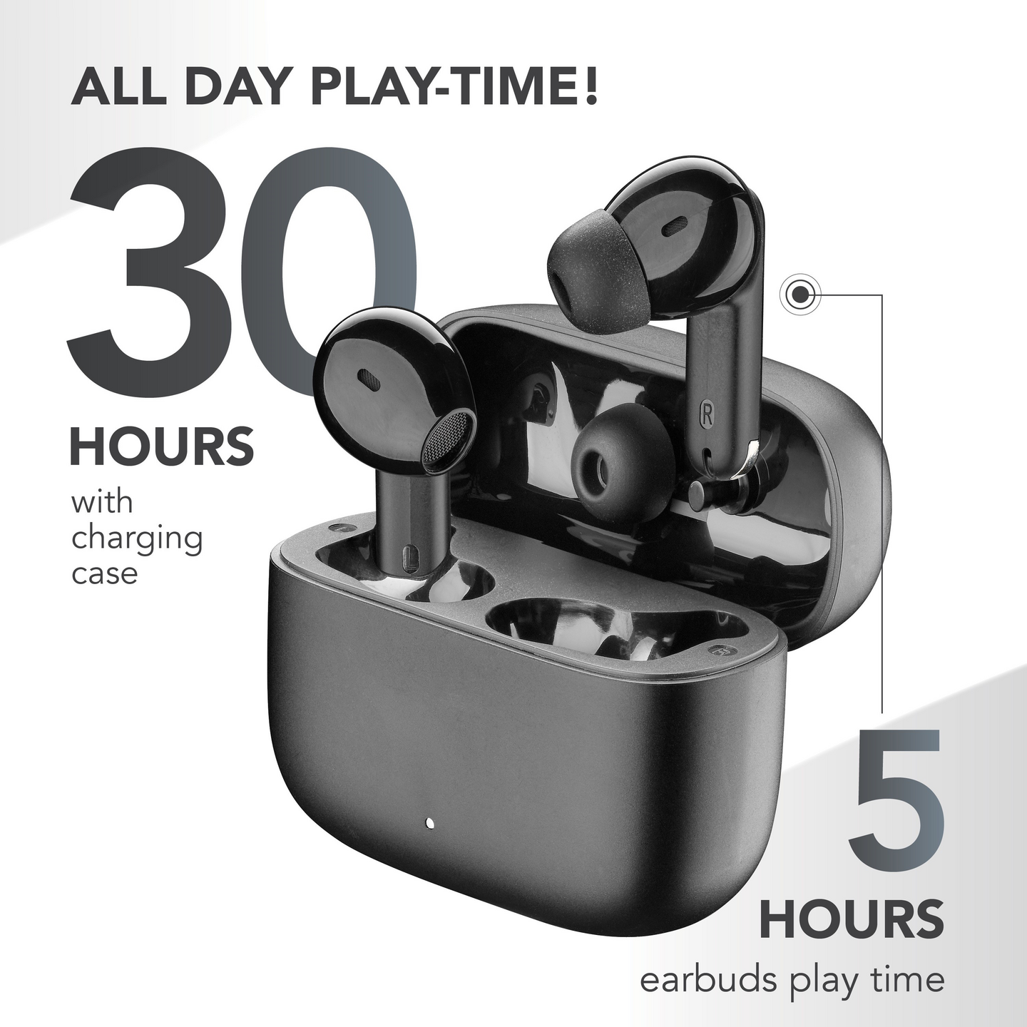 MusicSound Double 2-in-1 -langattomat nappikuulokkeet, musta
