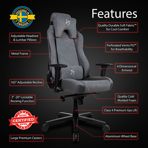 Arozzi Vernazza -pelituoli, harmaa