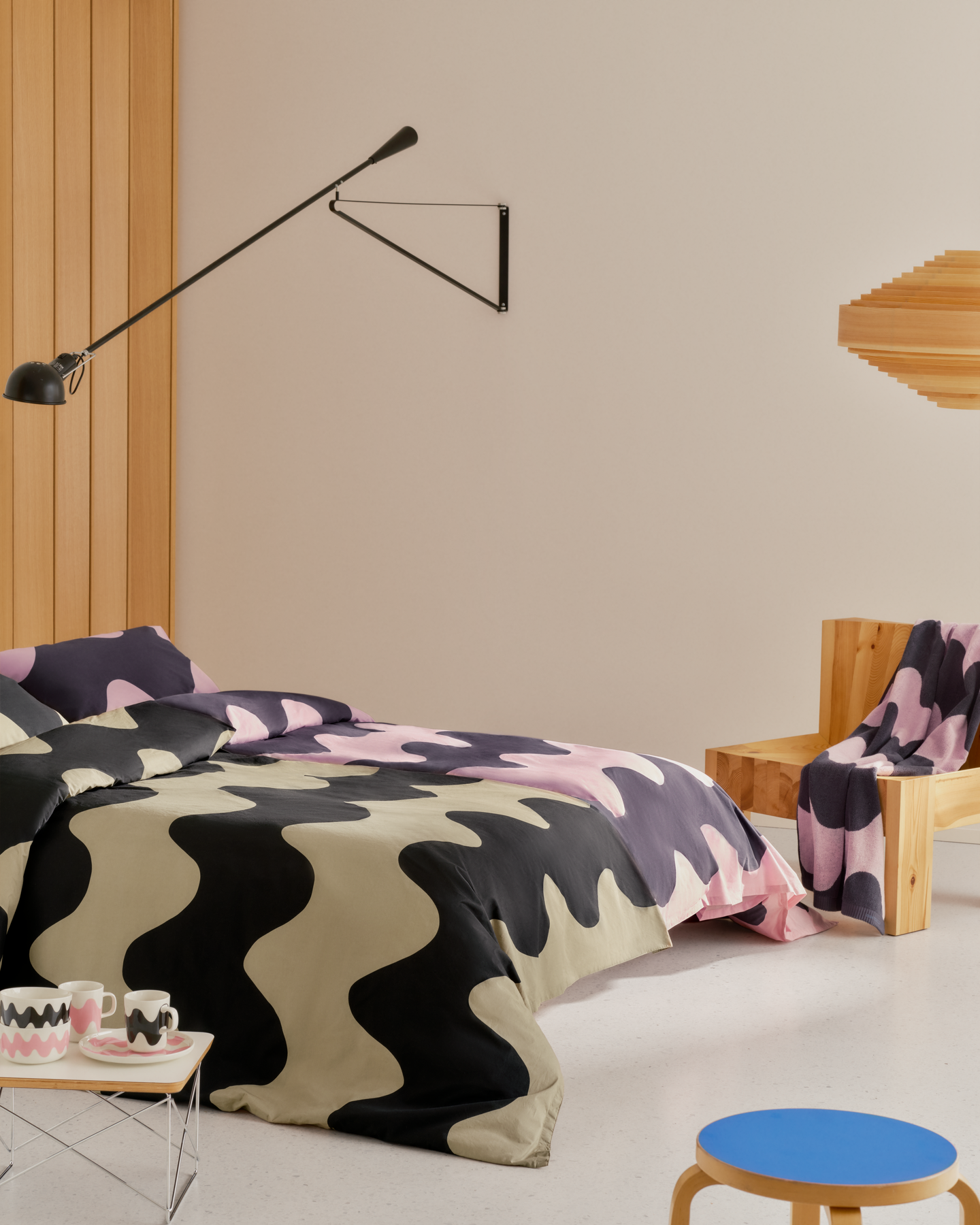 Marimekko Lokki pussilakanasetti musta-beige