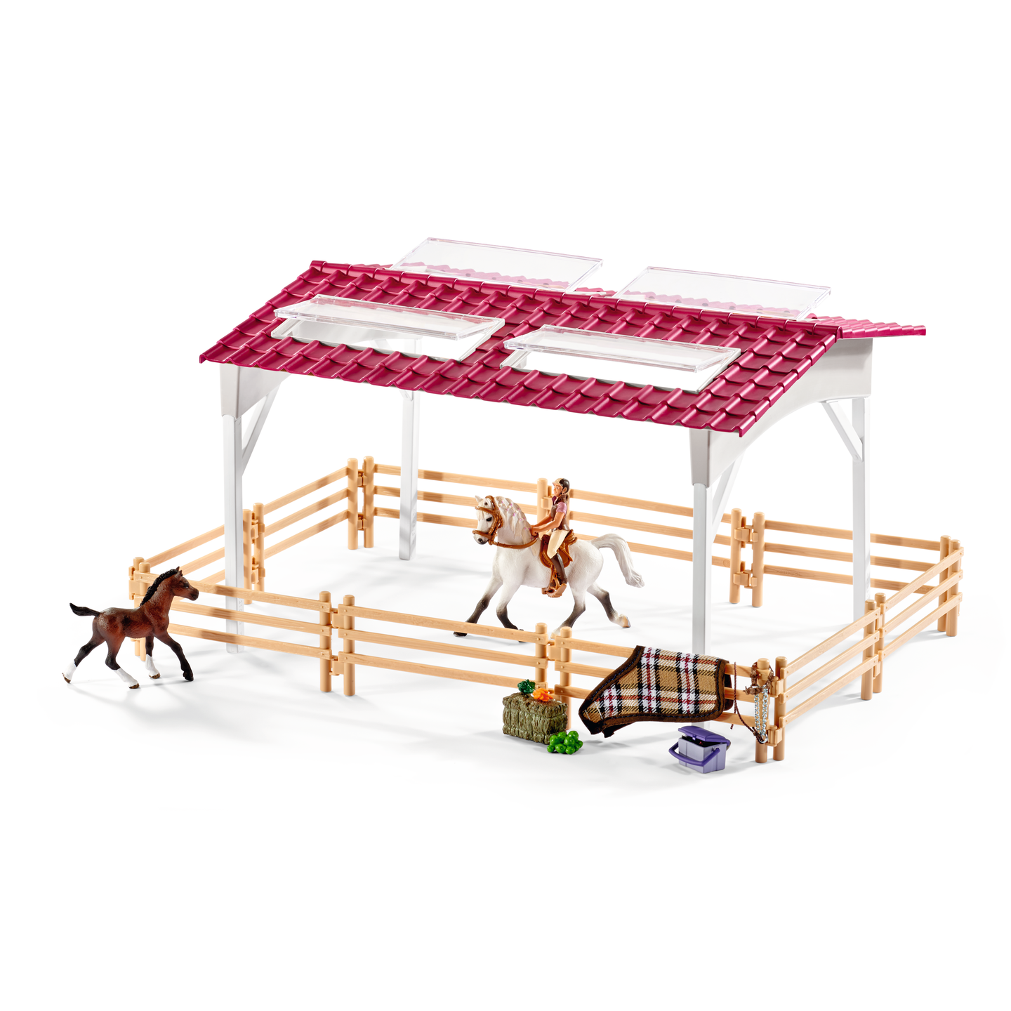 Schleich Ratsutila, mukana ratsastaja ja hevoset