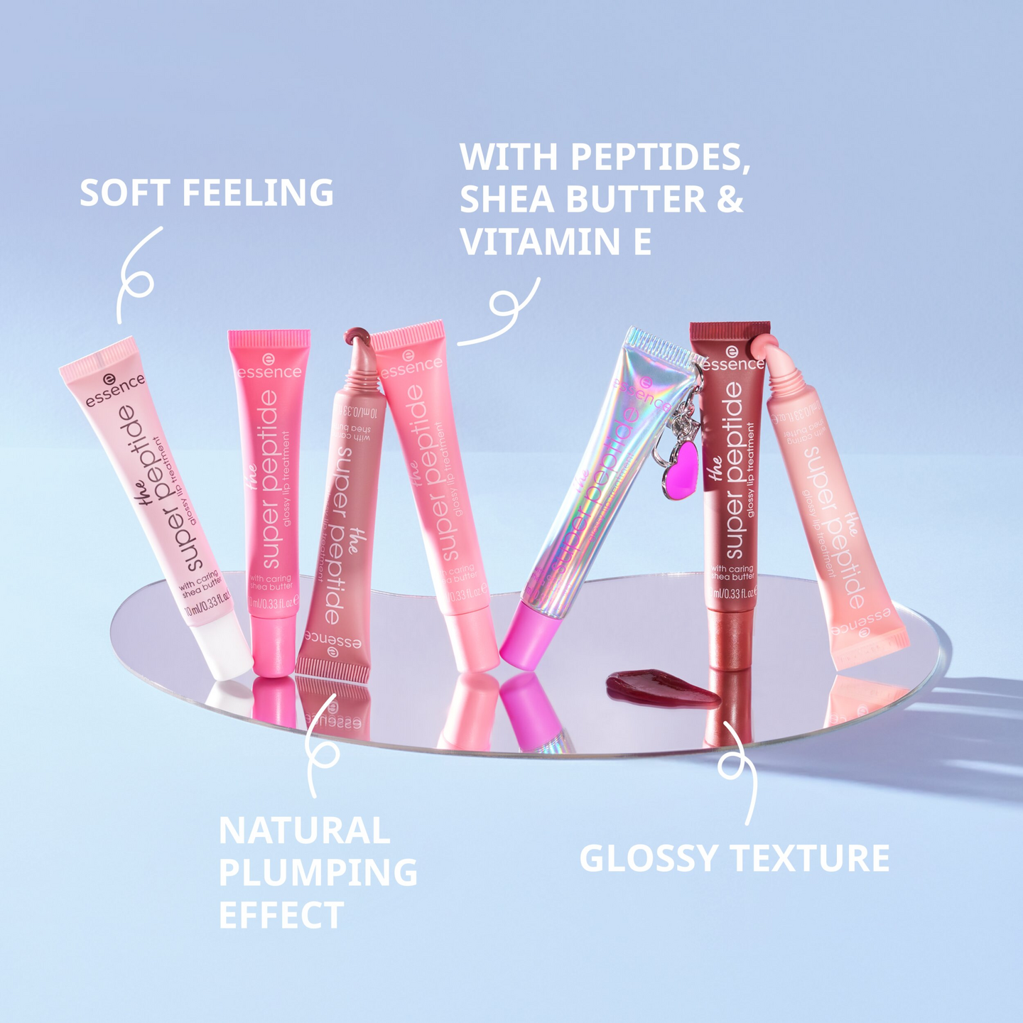 Essence The Super Peptide kiiltävä huulihoito ja koristeavaimenperä 05 Holomazing!