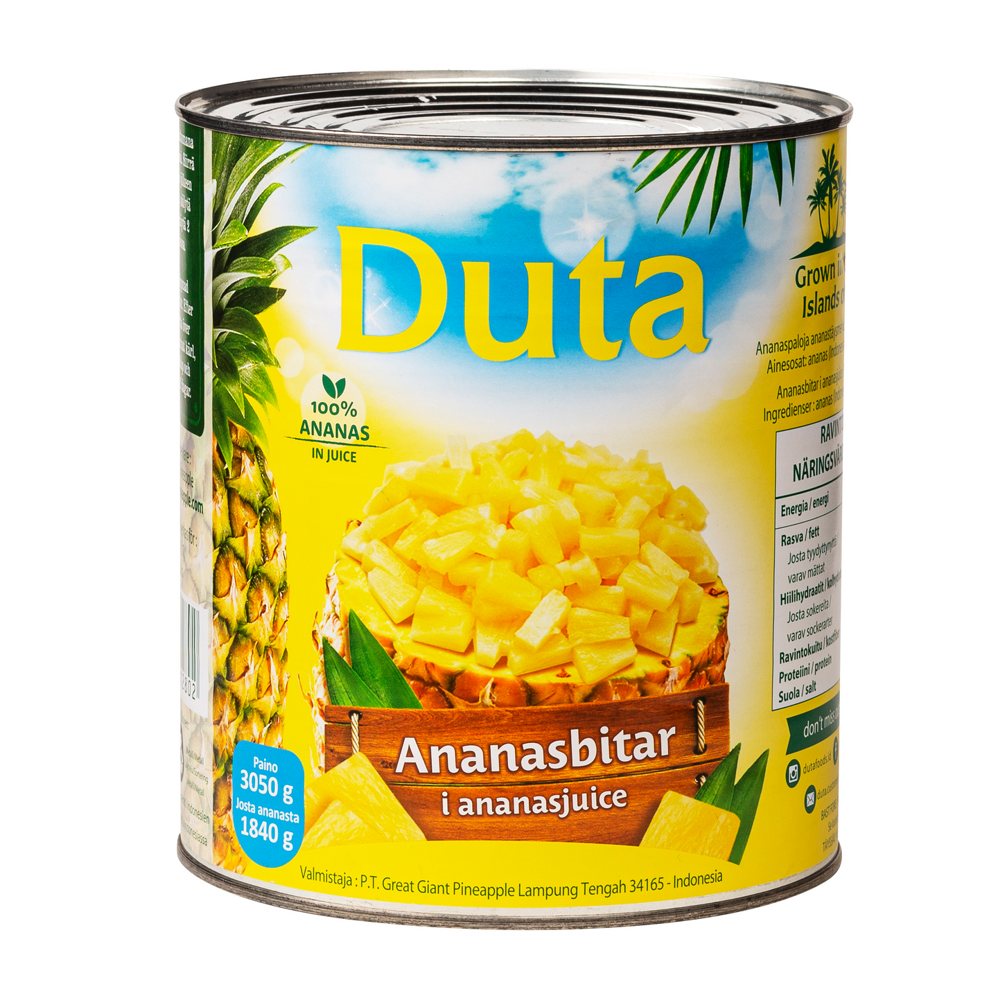 Duta ananaspalat ananastäysmehussa 3050g/1840g