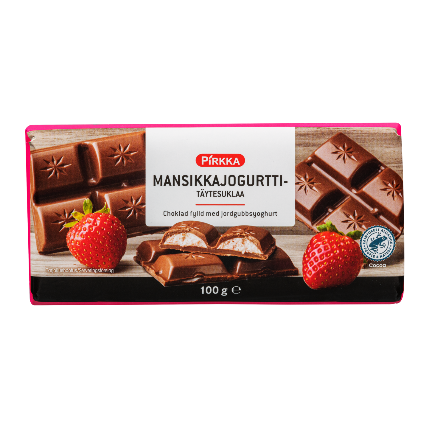 Pirkka mansikkajogurttitäytesuklaa 100g