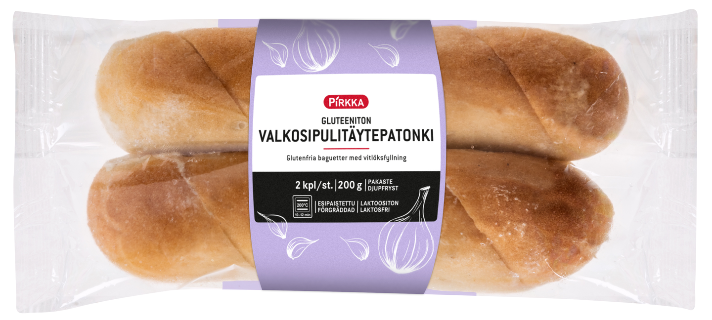 Pirkka gluteeniton valkosipulitäytepatonki 2kpl/200g pakaste