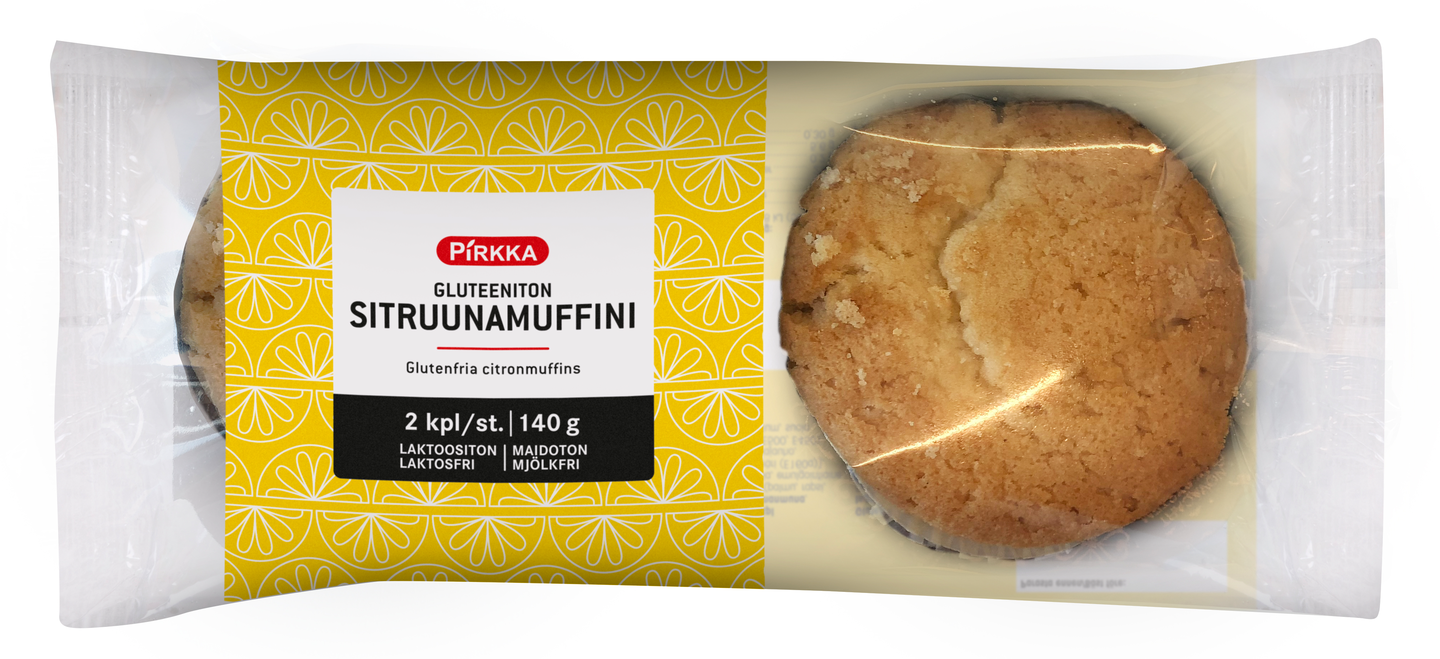 Pirkka gluteeniton sitruunamuffini 2kpl/140g