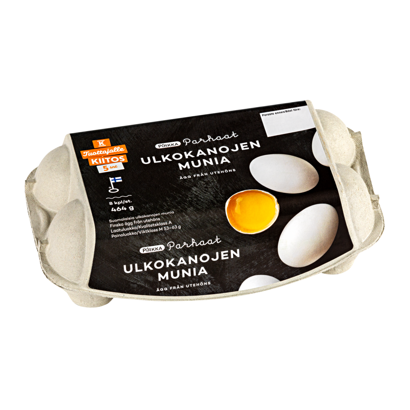 Pirkka Parhaat ulkokanojen munia M 8kpl/464g