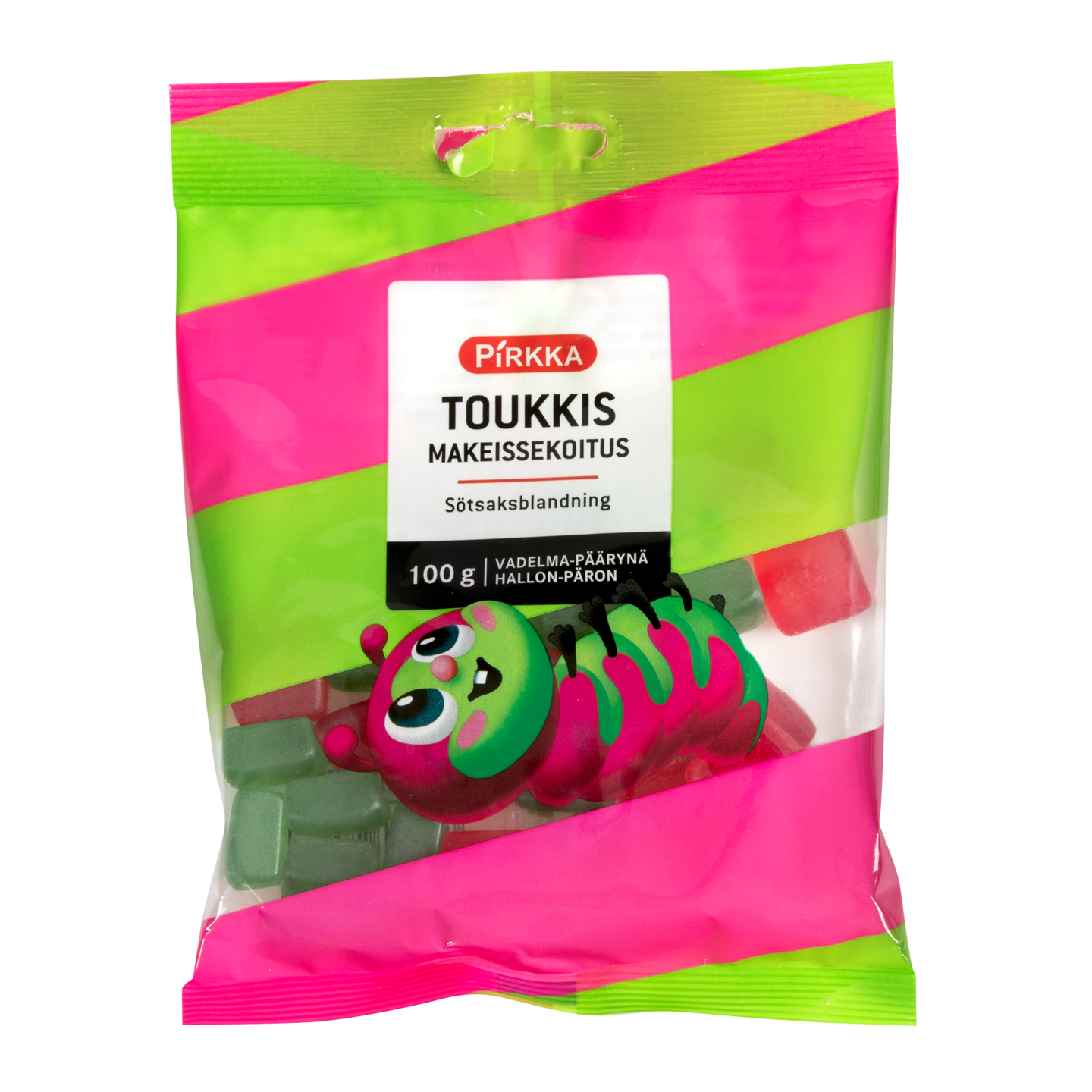 Pirkka Toukkis makeissekoitus vadelma-päärynä 100g