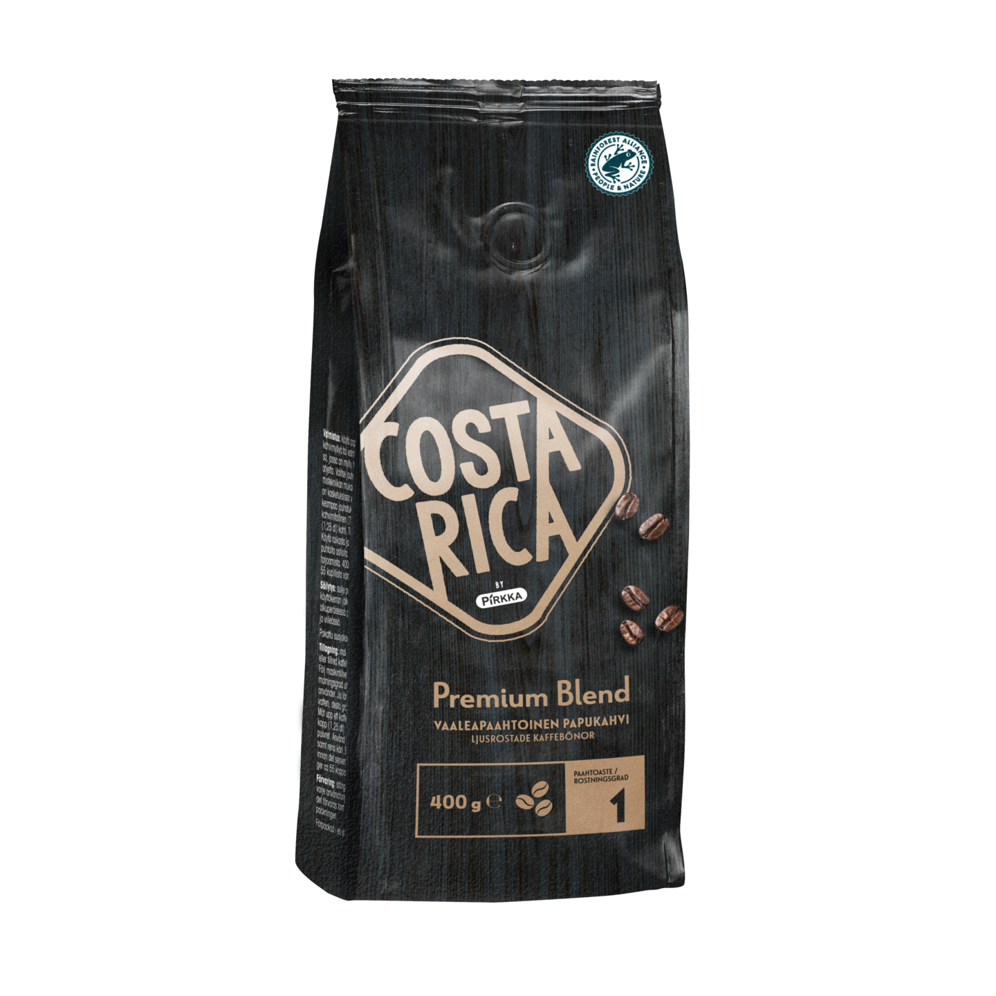 Pirkka Costa Rica Premium Blend vaaleapaahtoinen papukahvi 400 g rfa