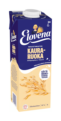 Elovena maustamaton kauraruoka, käytetään ruokakerman tapaan 1l gluteeniton