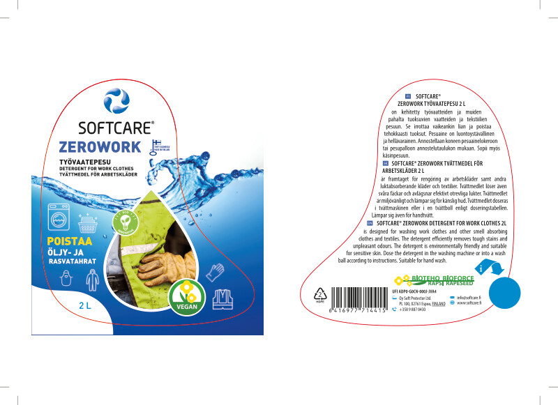 Softcare zerowork työvaatepesu 2L