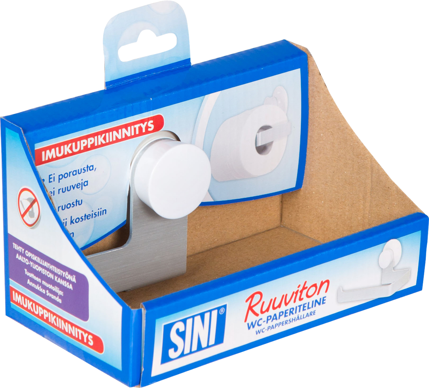 Sini wc-paperiteline ruuviton