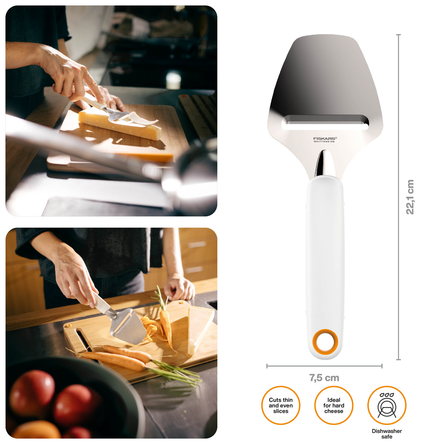 Fiskars Functional Form juustohöylä kovalle juustolle