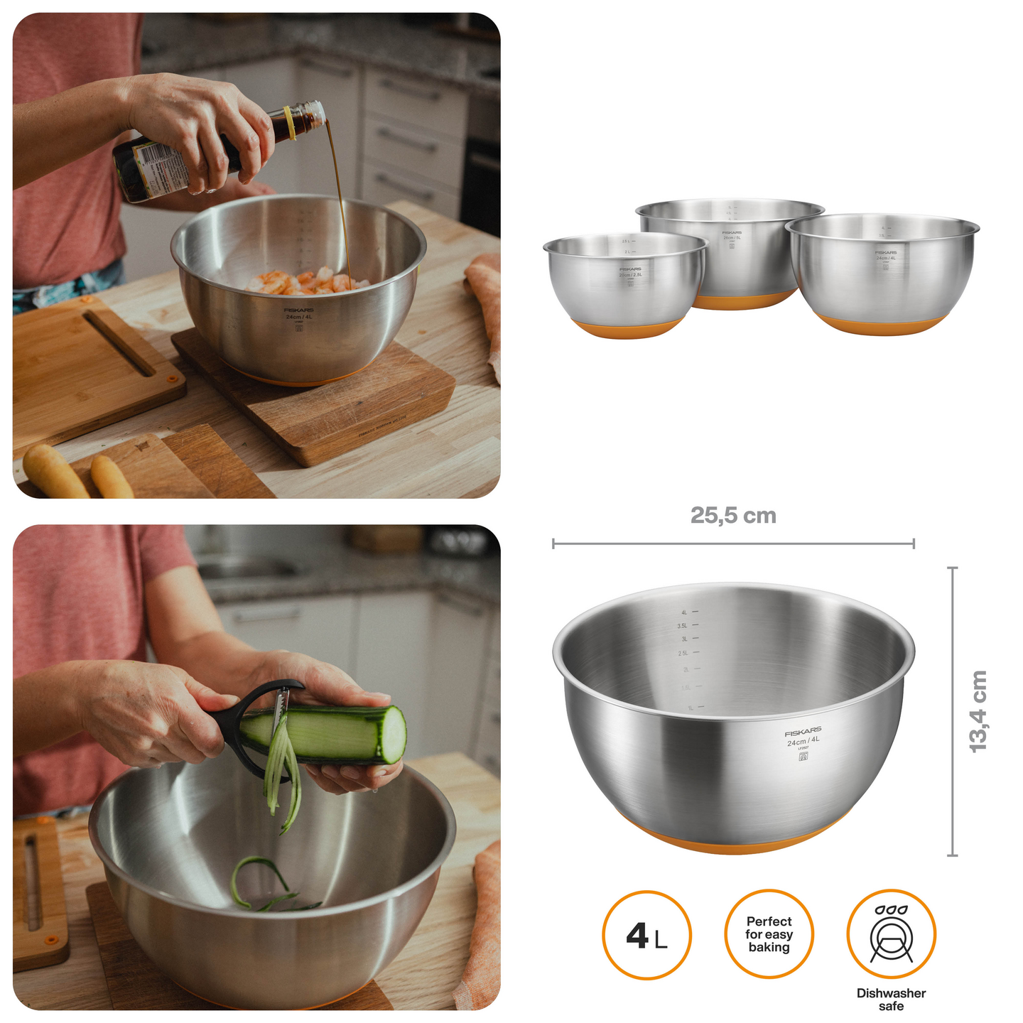 Fiskars FF leivontakulho 4 l teräs