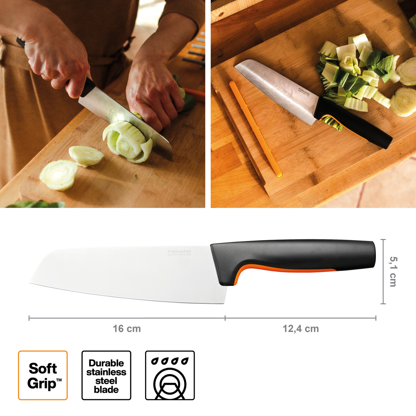 Fiskars FF Santoku-veitsi 16cm