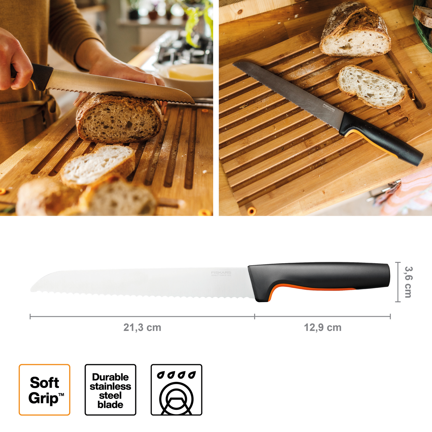 Fiskars FF leipäveitsi 21cm