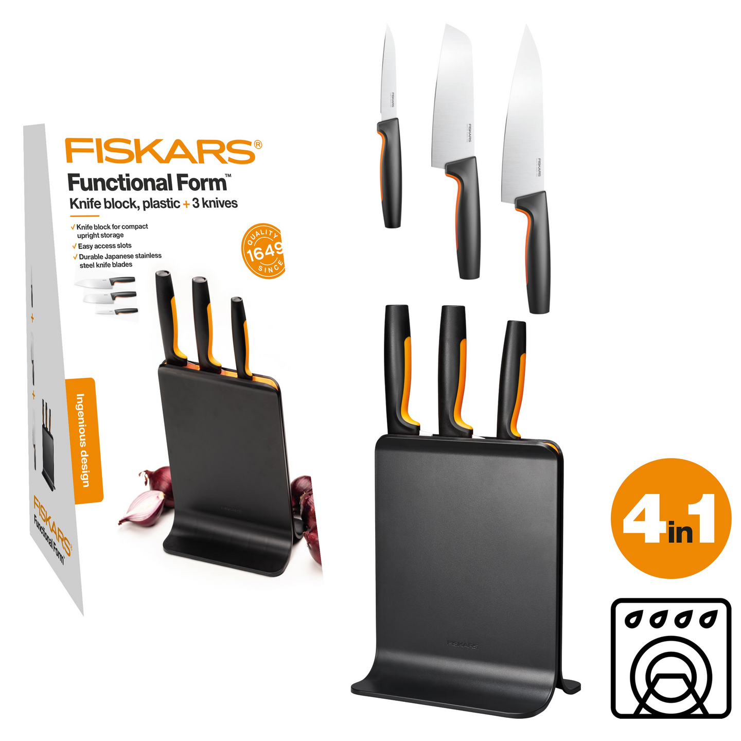 Fiskars FF veitsitukki muovi sis. 3 veistä