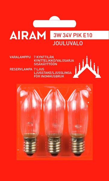 Airam varalamppu 34V3W 7haarainen kynttelikkö