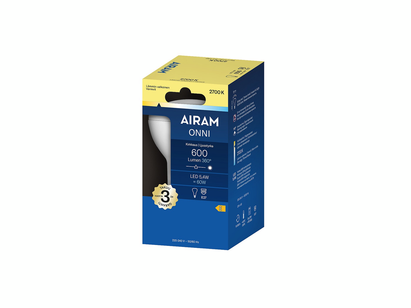 Airam LED kohde R63 E27 600lm-175cd
