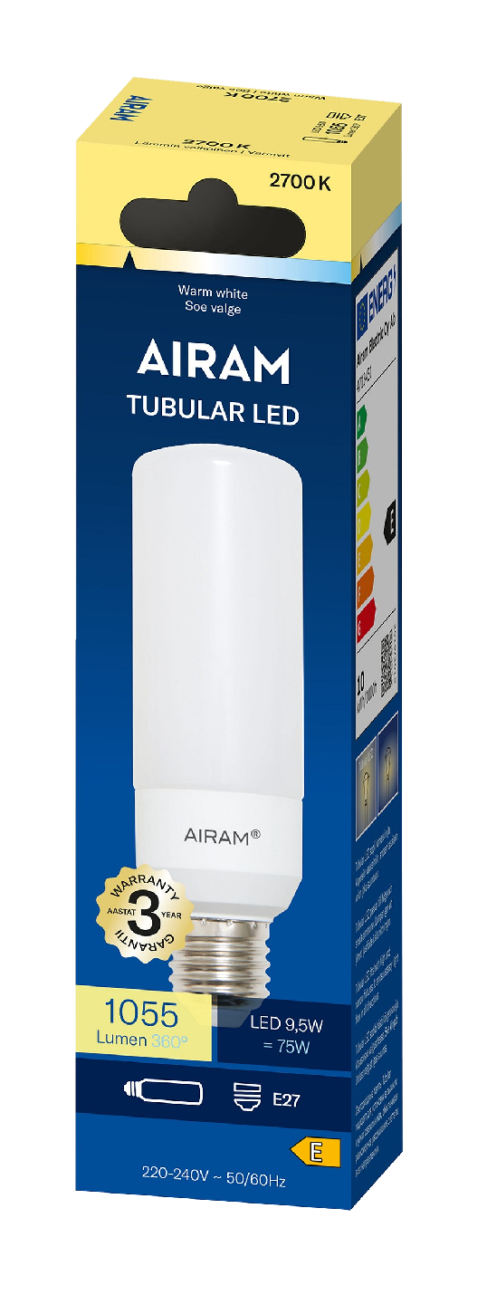 Airam LED tubular E27 1055lm 827