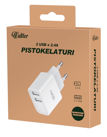 Waltter Eco 2 x 2.4A USB-laturi valkoinen