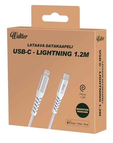 Waltter Eco USB-C-Lightning-kaapeli 1,2 m valkoinen