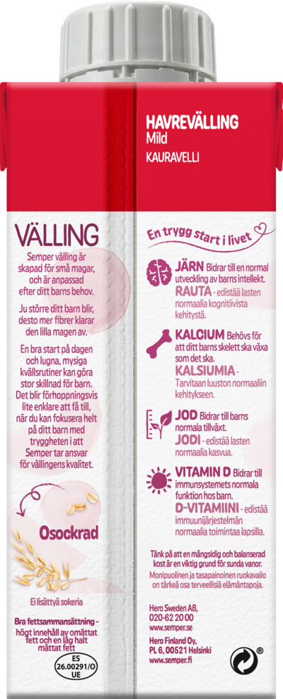 Semper kauravelli 200ml 6-12 v käyttövalmis velli