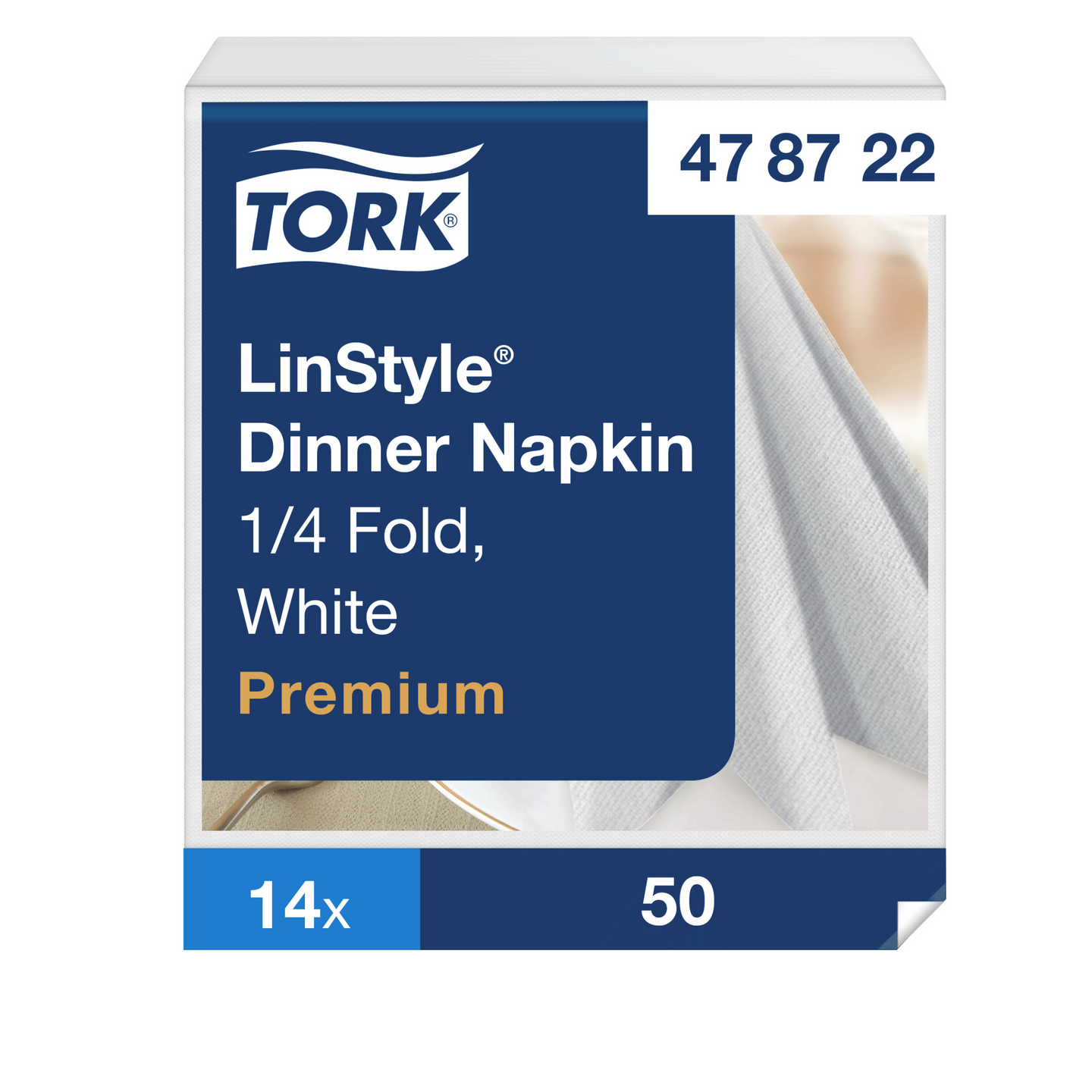 Tork Linstyle dinner lautasliina valkoinen 39cm 1/4-taitto teollisesti kompostoituva 50kpl