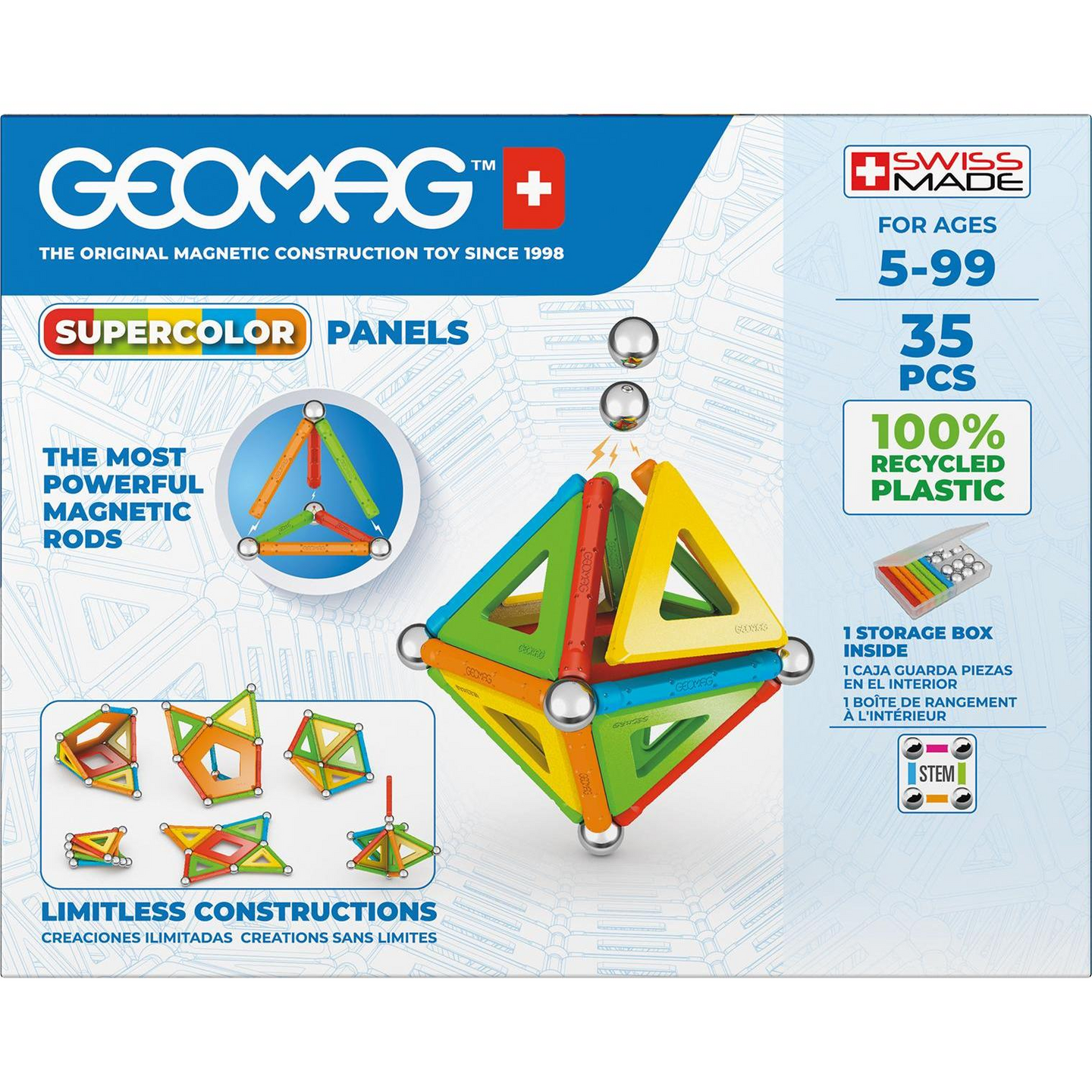 Geomag Supercolor Panels magneettinen rakennussarja 35 osaa