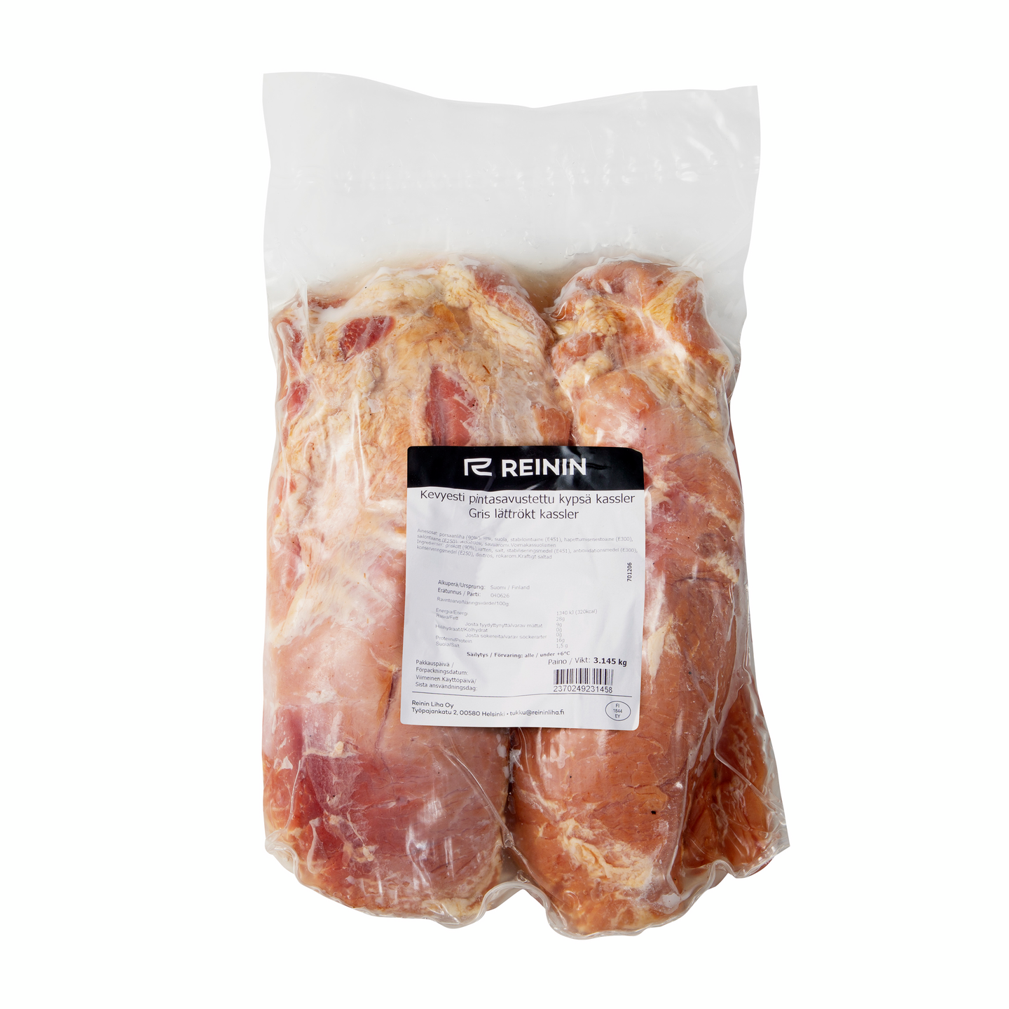 Reinin kevyesti pintasavustettu kypsä kassler n. 3kg